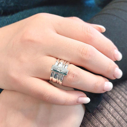  Bague Anneaux Argent - Clio Blue