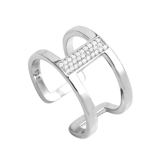  Bague Argent Anneau Double - Clio Blue