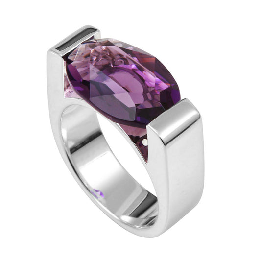  Bague Joséphine Argent Cabochon Violet - Clio Blue