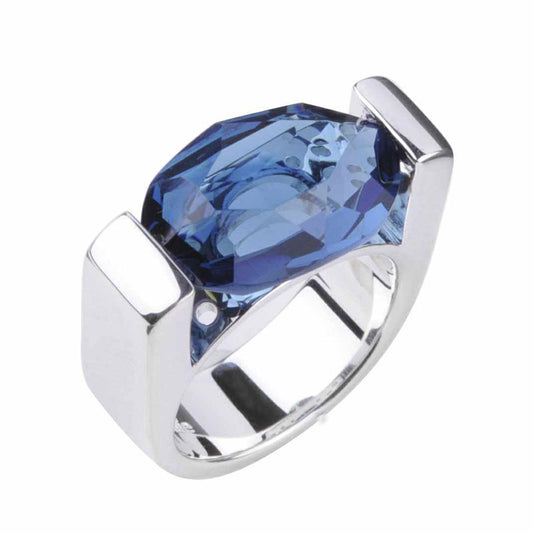  Bague Joséphine Argent Swarovski Bleu Montana - Clio Blue