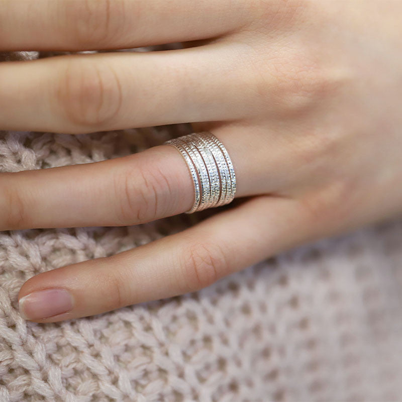  Bague Multi Anneaux Argent - Clio Blue