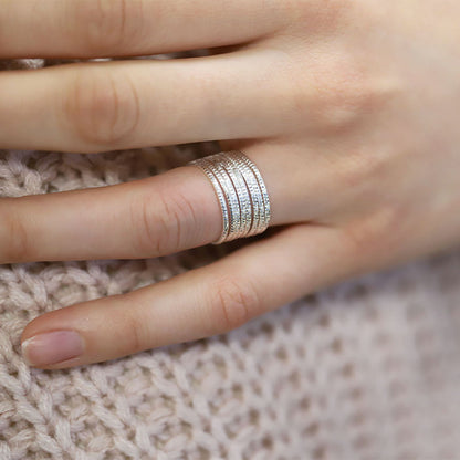  Bague Multi Anneaux Argent - Clio Blue