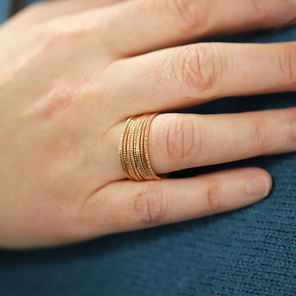 Bague Multi Anneaux Doré Rose - Clio Blue
