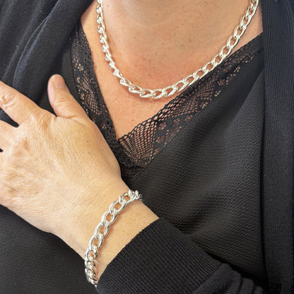  Bracelet Argent Maille Gourmette Plate