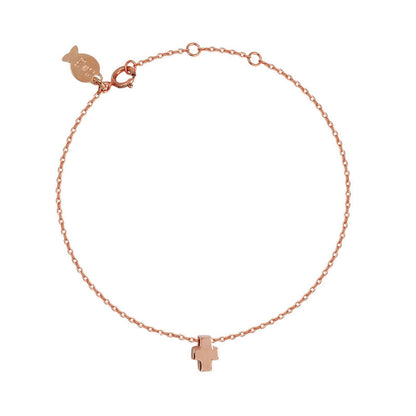  Bracelet Chaîne Croix Plaqué Or Rose - Clio Blue