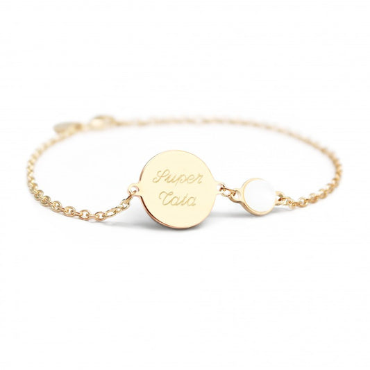  Bracelet Chaîne Médaille Femme Plaqué Or Et Pierre - Petits Trésors