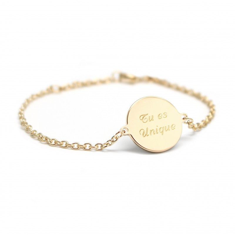  Bracelet Chaîne Personnalisé Médaille Plaqué Or - Petits Trésors
