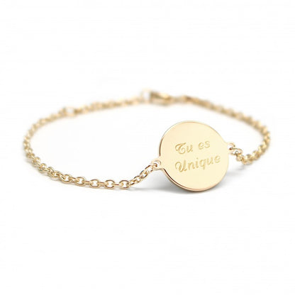  Bracelet Chaîne Personnalisé Médaille Plaqué Or - Petits Trésors