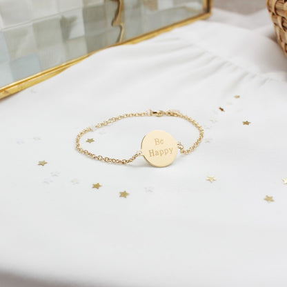  Bracelet Chaîne Personnalisé Médaille Plaqué Or - Petits Trésors