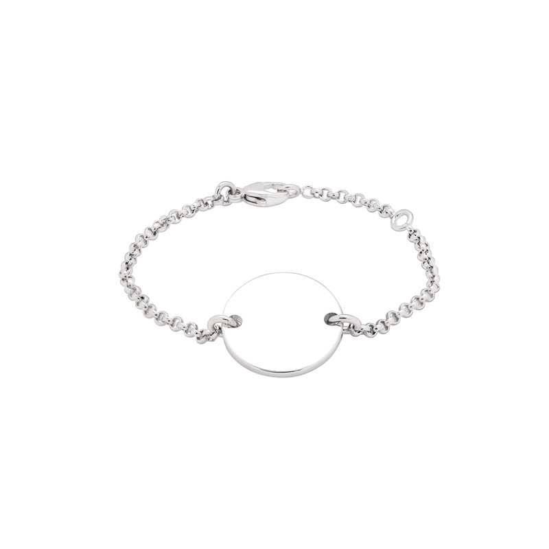  Bracelet Femme Argent Massif Médaille à Graver