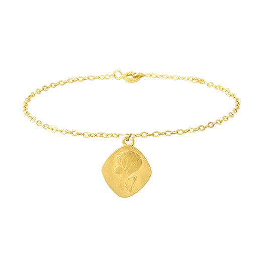 Bracelet Femme Breloque Ange Losange - Or 18K