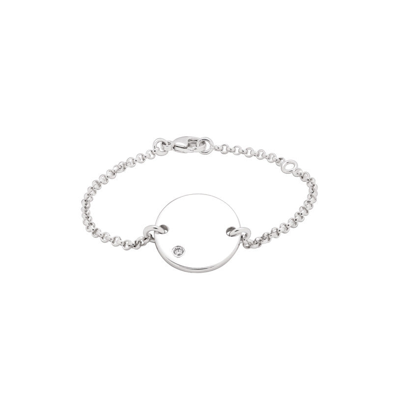 Bracelet Femme Diamant Argent Médaille à Graver