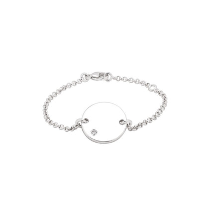  Bracelet Femme Diamant Argent Médaille à Graver