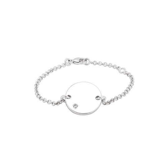  Bracelet Femme Diamant Argent Médaille à Graver