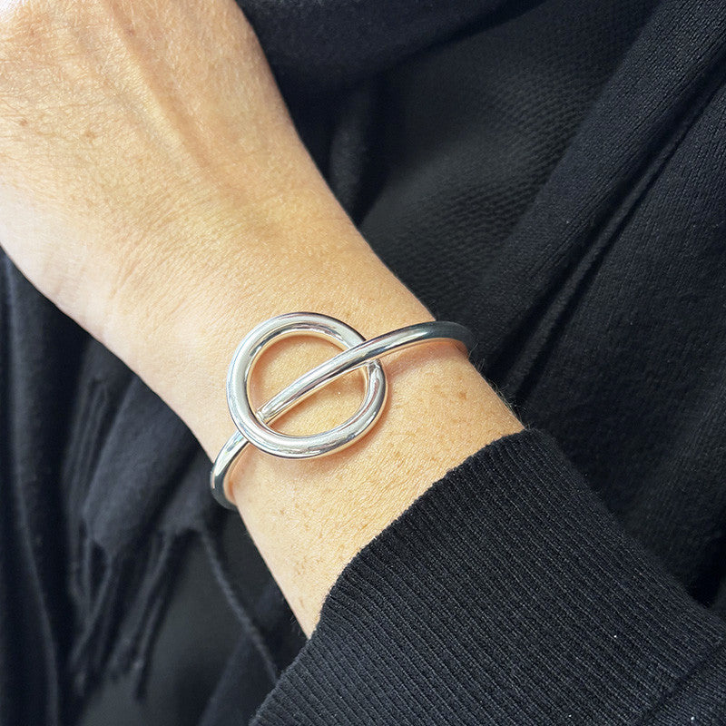  Bracelet Jonc Argent Cercle Croisé