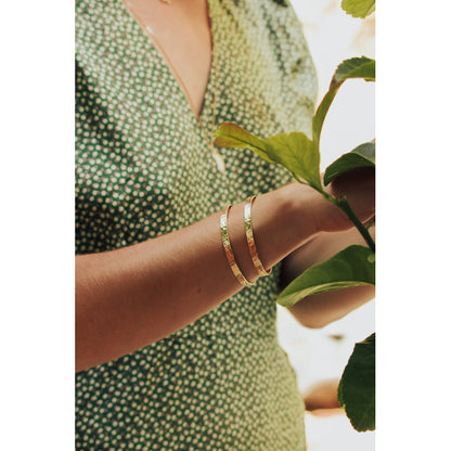  Bracelet Jonc Ruban Martelé Argent - Petits Trésors