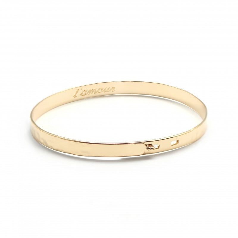  Bracelet Jonc Ruban Martelé Plaqué Or - Petits Trésors