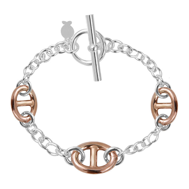  Bracelet Maille Marine Argent Et Doré Rose - Clio Blue