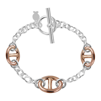  Bracelet Maille Marine Argent Et Doré Rose - Clio Blue