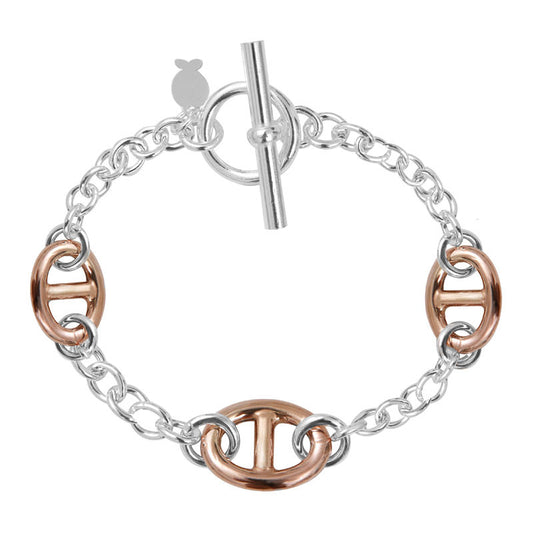  Bracelet Maille Marine Argent Et Doré Rose - Clio Blue