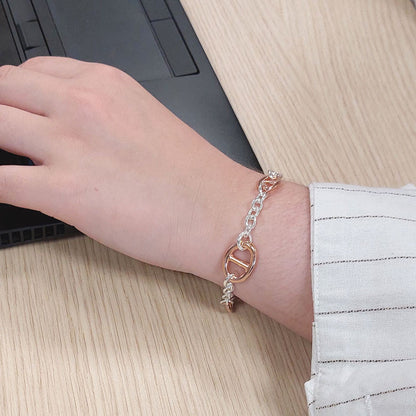  Bracelet Maille Marine Argent Et Doré Rose - Clio Blue