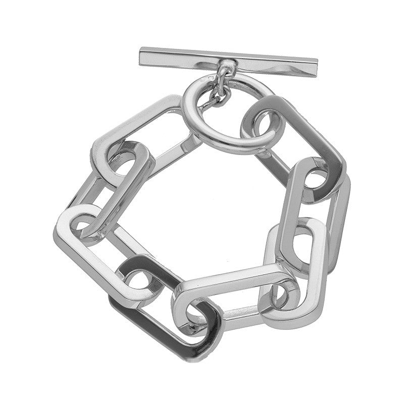  Bracelet Maille Rectangle Argent XXL