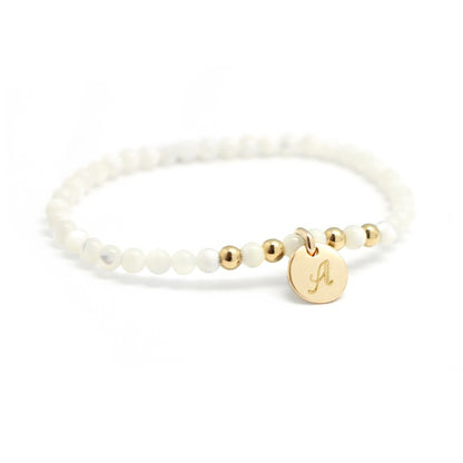  Bracelet Perle Personnalisé Mini Charm Blanc - Petits Trésors