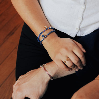  Bracelet Perle Personnalisé Mini Charm Bleu - Petits Trésors