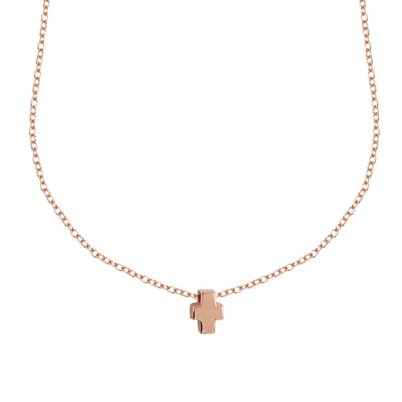  Collier Ado Croix Plaqué Or Rose - Clio Blue