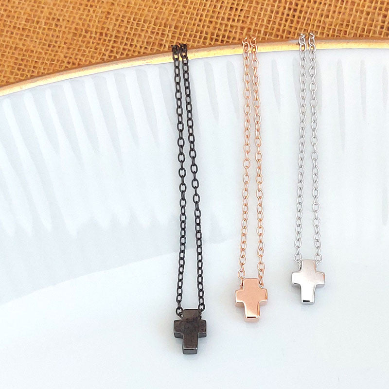  Collier Ado Croix Plaqué Or Rose - Clio Blue