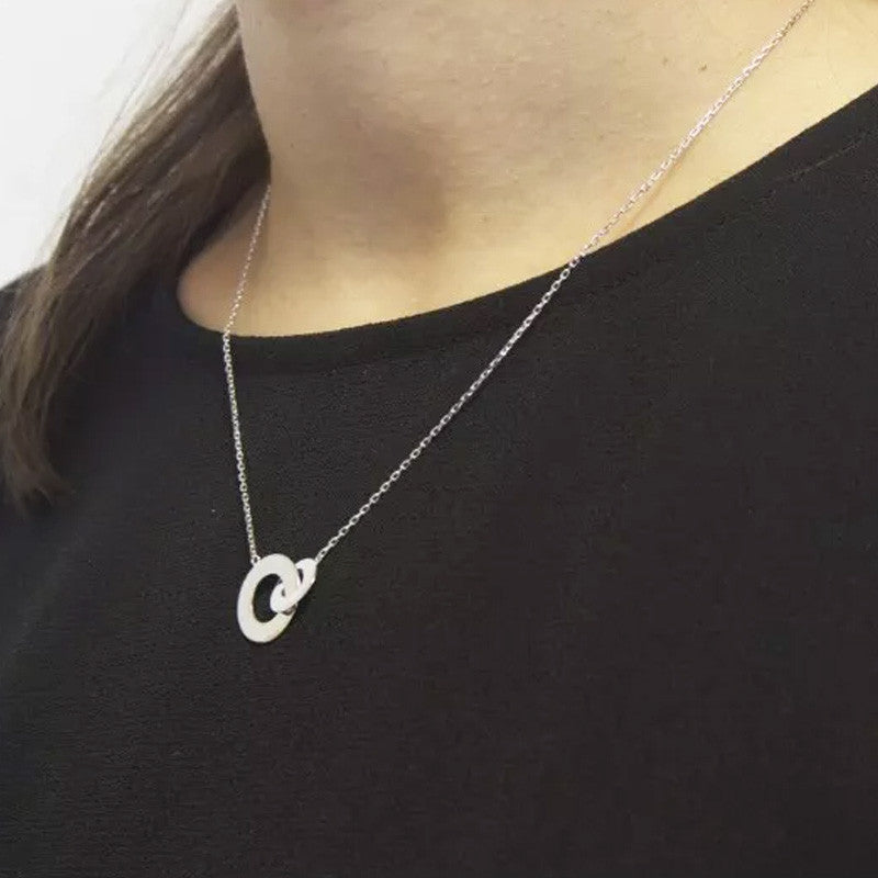  Collier Femme Personnalisé Anneaux Entrelacés Argent Petits Trésors