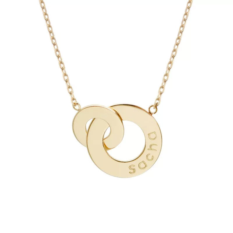  Collier Femme Personnalisé Anneaux Entrelacés Plaqué Or Petits Trésors