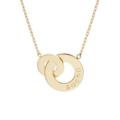  Collier Femme Personnalisé Anneaux Entrelacés Plaqué Or Petits Trésors