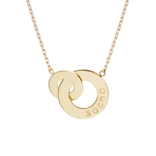  Collier Femme Personnalisé Anneaux Entrelacés Plaqué Or Petits Trésors