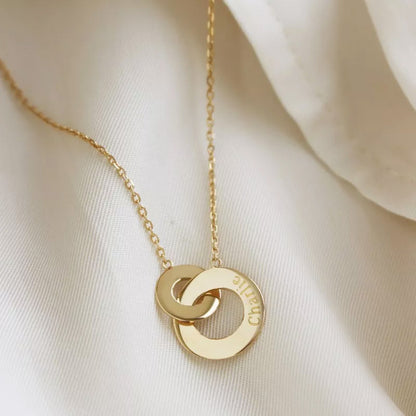  Collier Femme Personnalisé Anneaux Entrelacés Plaqué Or Petits Trésors