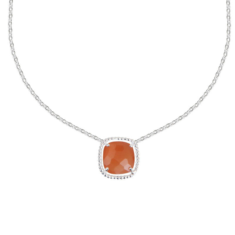  Collier Sissi Argent Pierre Orange - Clio Blue