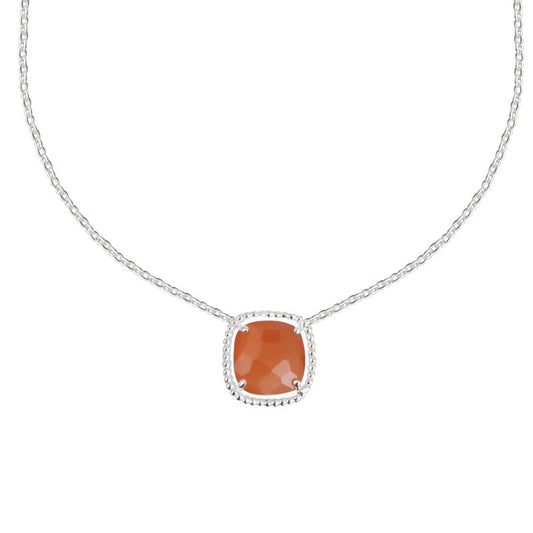  Collier Sissi Argent Pierre Orange - Clio Blue