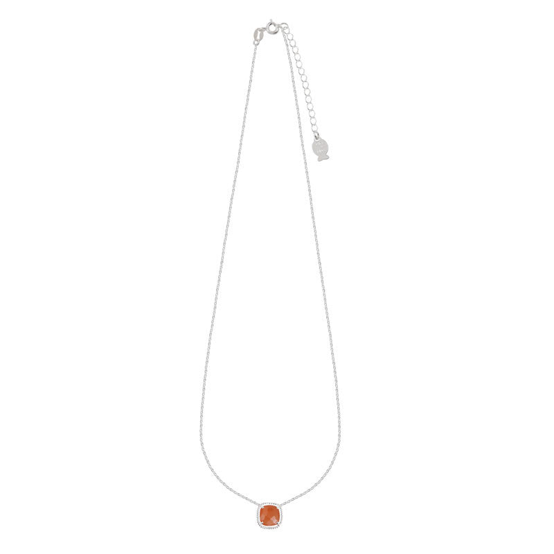  Collier Sissi Argent Pierre Orange - Clio Blue
