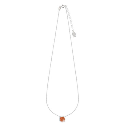  Collier Sissi Argent Pierre Orange - Clio Blue