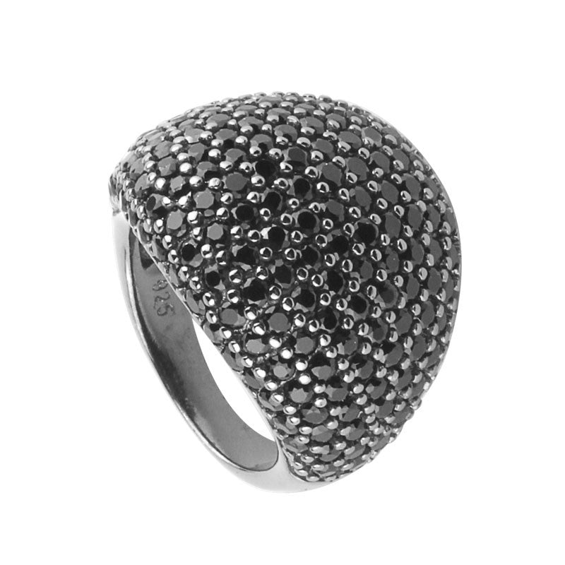  Grosse Bague Noire En Argent - Clio Blue