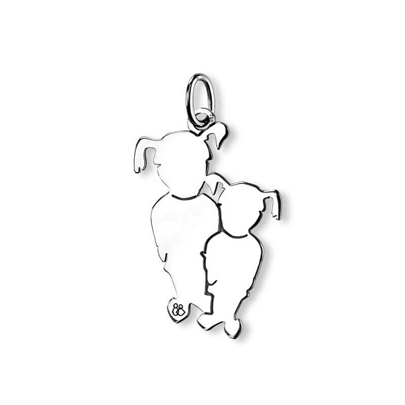  La Fa Mi : Pendentif 2 Enfants (or Blanc)