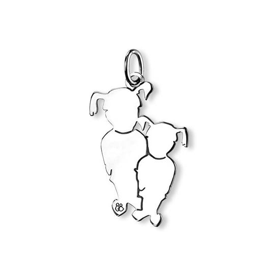  La Fa Mi : Pendentif 2 Enfants (or Blanc)