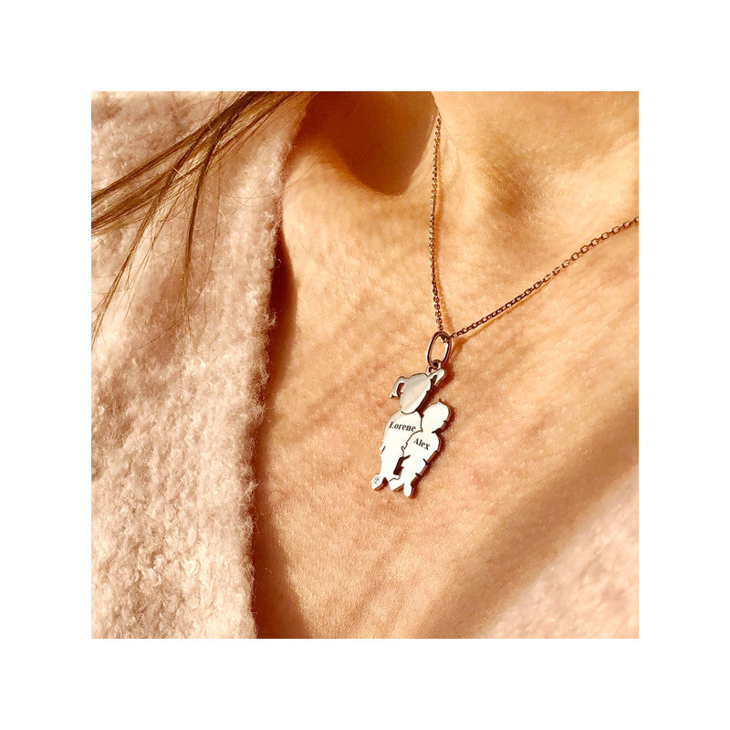  La Fa Mi : Pendentif 2 Enfants (or Blanc)