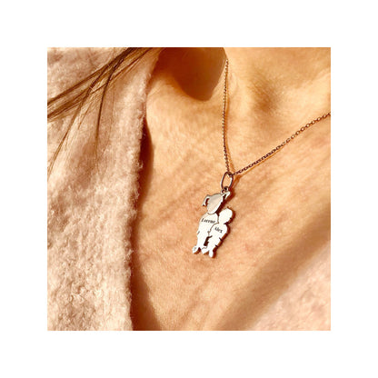  La Fa Mi : Pendentif 2 Enfants (or Blanc)