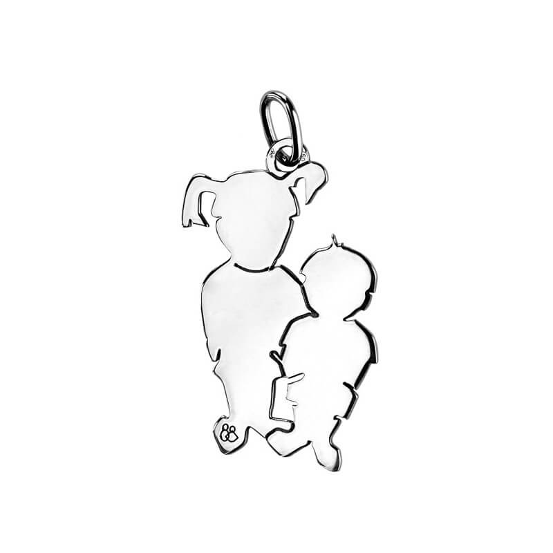  La Fa Mi : Pendentif 2 Enfants (or Blanc)