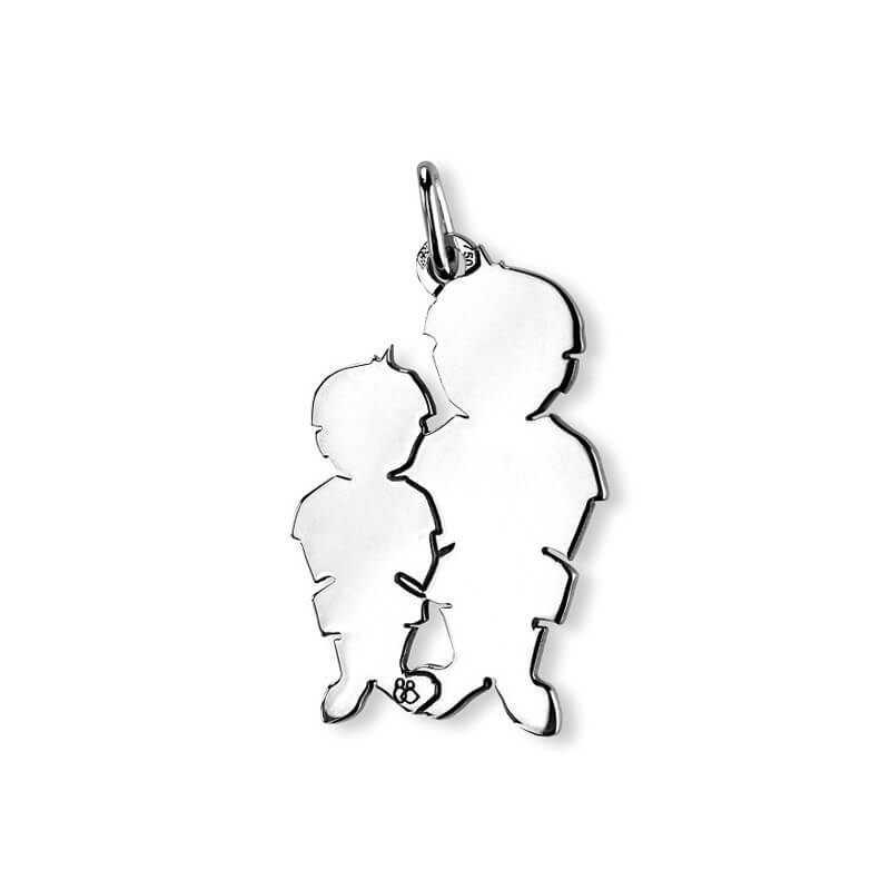  La Fa Mi : Pendentif 2 Enfants (or Blanc)