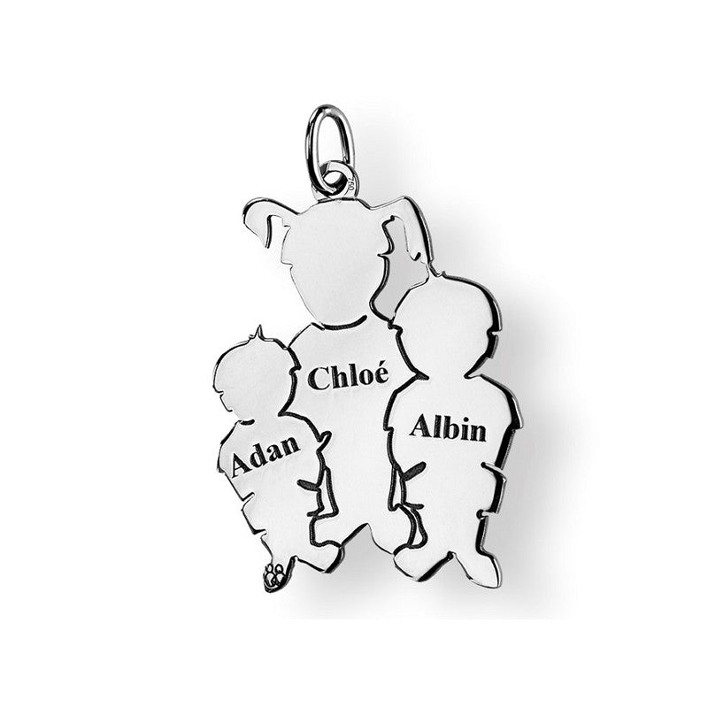  La Fa Mi : Pendentif 3 Enfants (or Blanc)