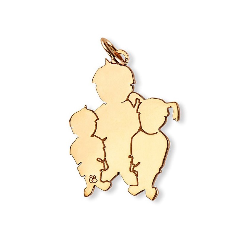  La Fa Mi : Pendentif 3 Enfants (or Jaune)