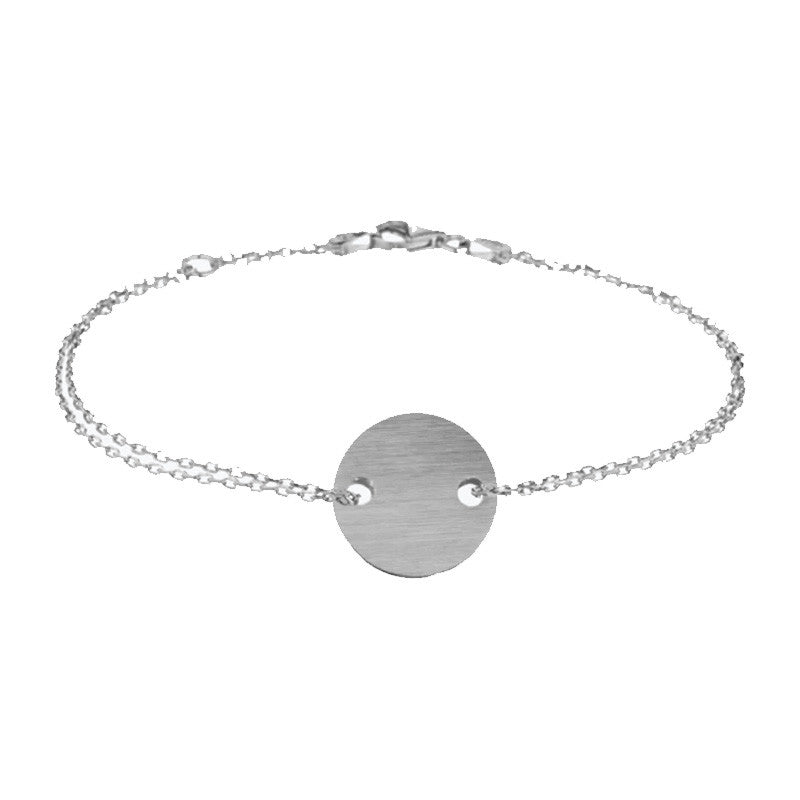  Les Empreintes : Bracelet Pastille En Argent Sur Double Chaîne Personnalisable