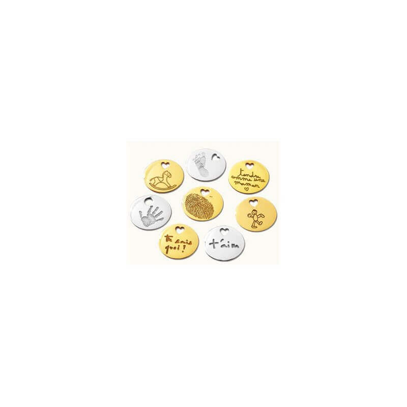  Les Empreintes : Bracelet Pastille En Argent Sur Double Chaîne Personnalisable